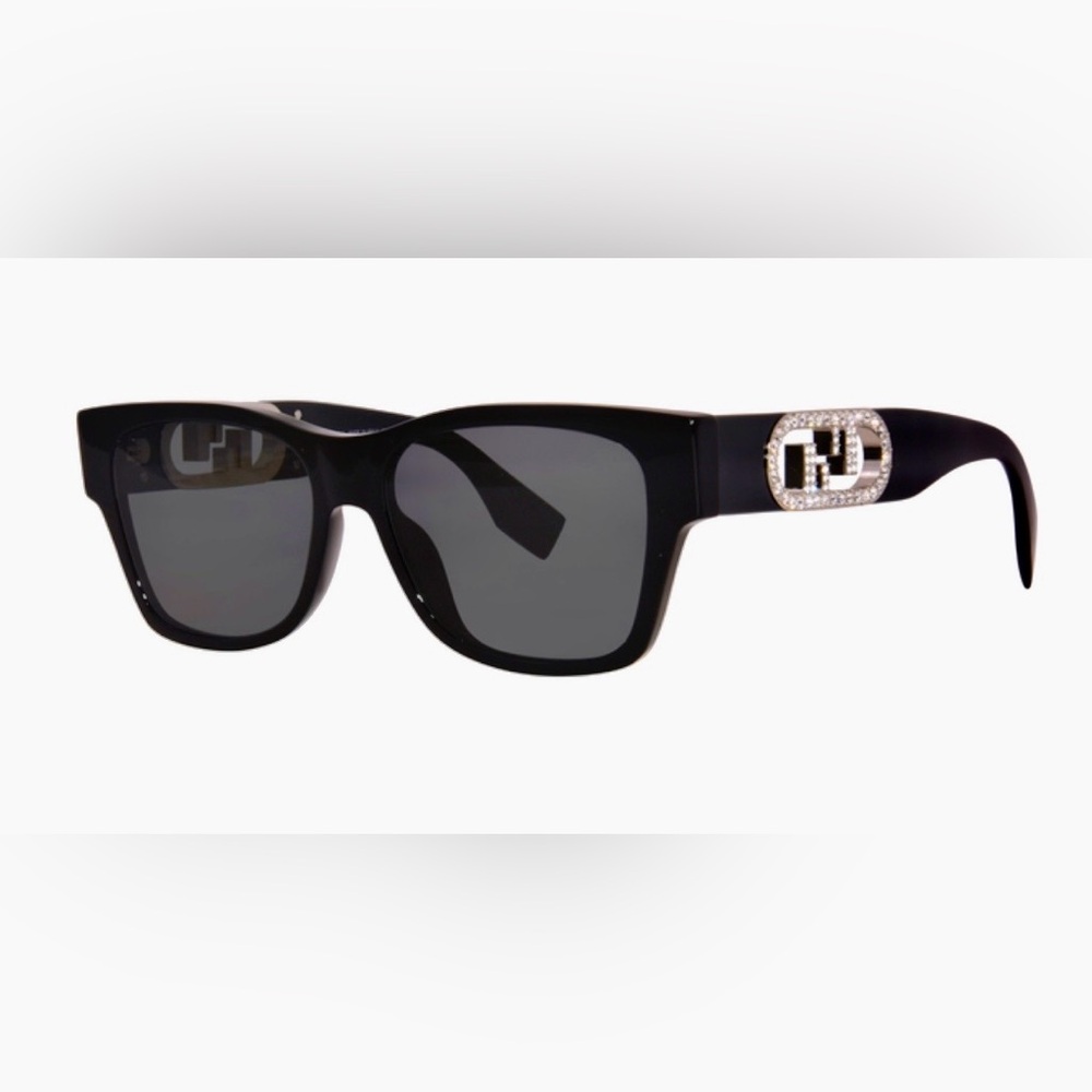 NWT FENDI 40081 EMBELLISHED O’LOCK LOGO DETAILING BLACK FF TEMPLE SUNGLASSES - Picture 7 of 17